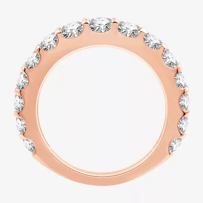 (G / Si1-Si2) Womens 2 CT. T.W. Lab Grown White Diamond 10K Rose Gold Wedding Band