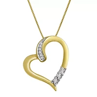 Diamond-Accent 10K Yellow Gold Tilted Openwork Heart Pendant