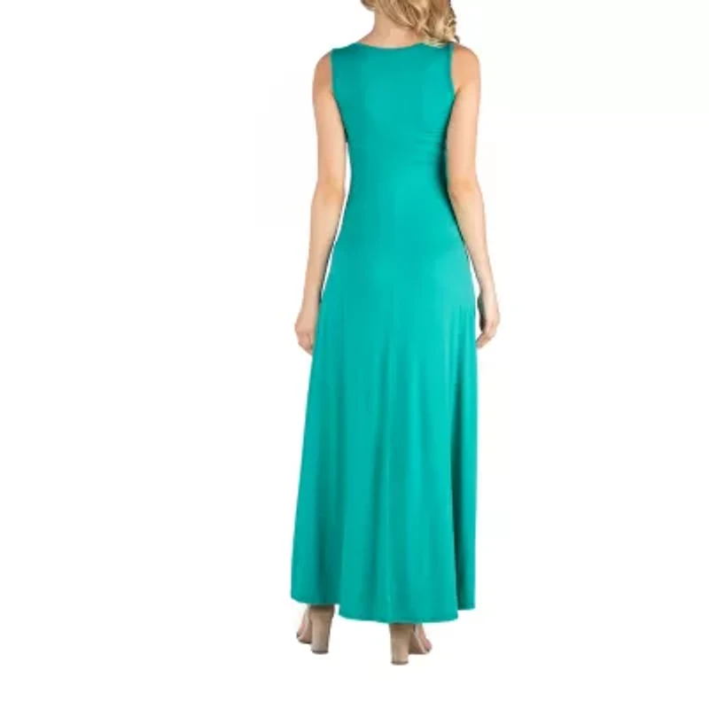 24/7 Comfort Apparel Slim Fit A Line Sleeveless Maxi Dress