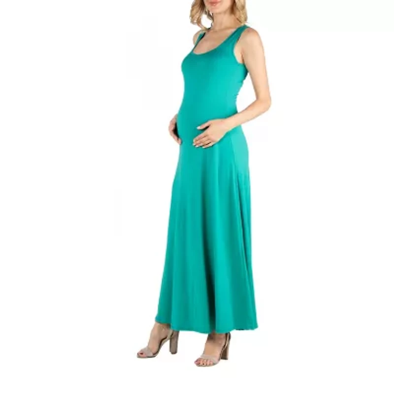 24/7 Comfort Apparel Slim Fit A Line Sleeveless Maxi Dress