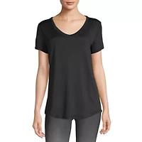 Xersion Everair Womens V Neck Short Sleeve T-Shirt Petite