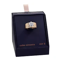 Sparkle Allure Womens White Crystal 14K Gold Over Brass Hypoallergenic Engagement Ring