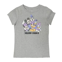 Disney Collection Little & Big Kid Girls Crew Neck Short Sleeve Regular Fit Mickey and Friends Graphic T-Shirt