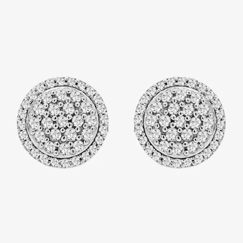1/4 CT. T.W. Natural White Diamond 10K White Gold 7.5mm Round Stud Earrings