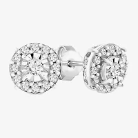 1/3 CT. T.W. Natural White Diamond 10K White Gold 6.8mm Round Stud Earrings