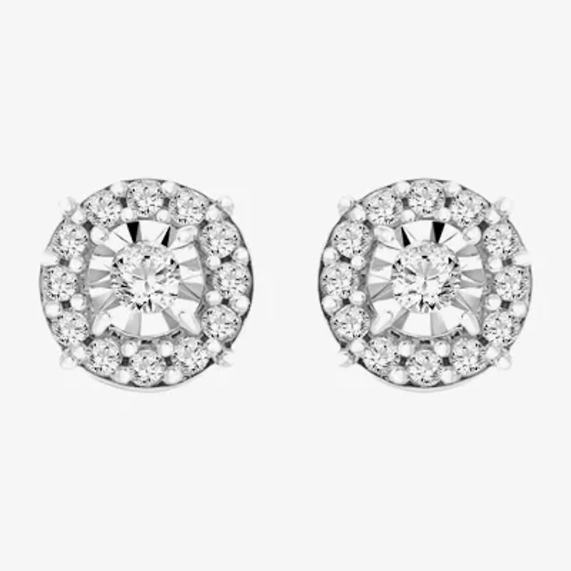 1/3 CT. T.W. Natural White Diamond 10K White Gold 6.8mm Round Stud Earrings