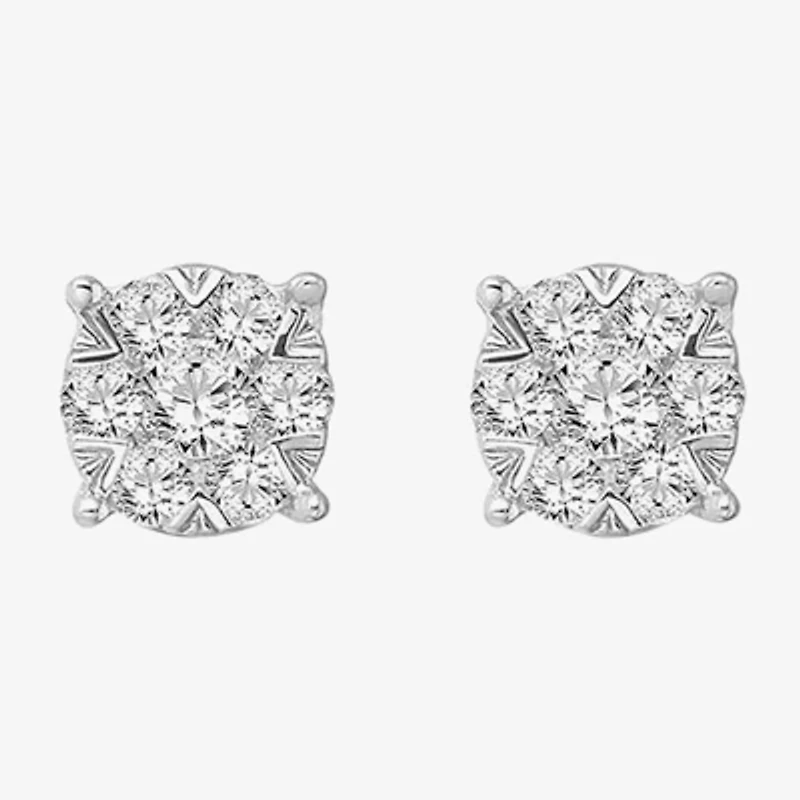 1/4 CT. T.W. Natural White Diamond 10K White Gold 4.7mm Round Stud Earrings