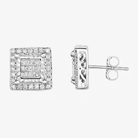 TruMiracle® 1/2 CT.T.W. Natural Princess Natural Diamond 10K Gold Stud Earrings