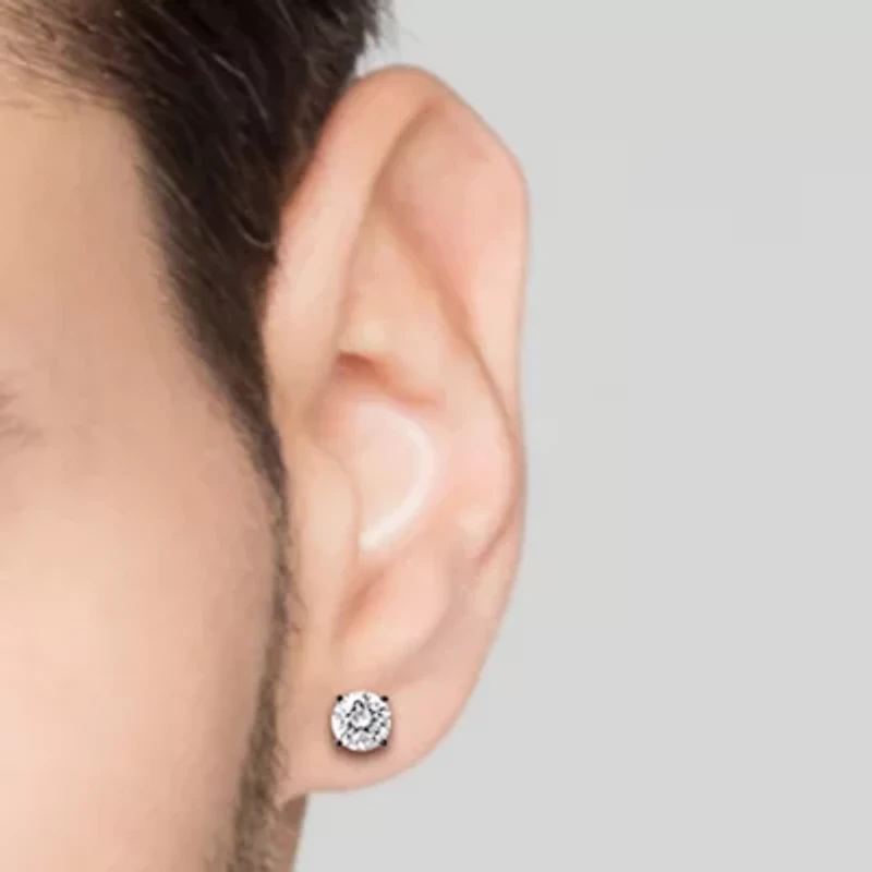 Shaquille O'Neal XLG Mens Black Cubic Zirconia Stainless Steel 2 Pair Earring Set