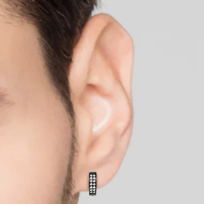 Shaquille O'Neal XLG Mens Black Cubic Zirconia Stainless Steel 2 Pair Earring Set