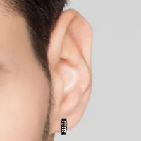 Shaquille O'Neal XLG Mens Black Cubic Zirconia Stainless Steel 2 Pair Earring Set