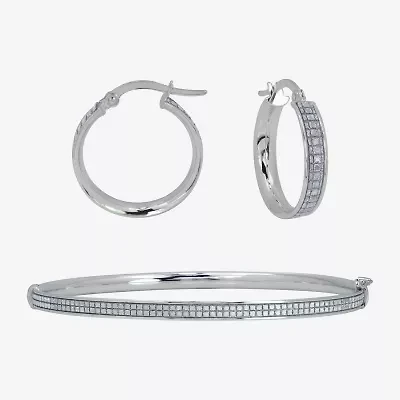 Womens Sterling Silver 2-pc. Glitter Jewelry Set
