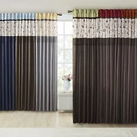Madison Park Belle 50"W X 84"L Rod Pocket Back Tab Embroidered Light-Filtering Single Curtain Panel