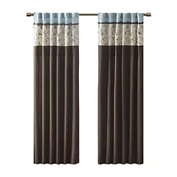 Madison Park Belle 50"W X 84"L Rod Pocket Back Tab Embroidered Light-Filtering Single Curtain Panel