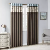 Madison Park Belle 50"W X 84"L Rod Pocket Back Tab Embroidered Light-Filtering Single Curtain Panel
