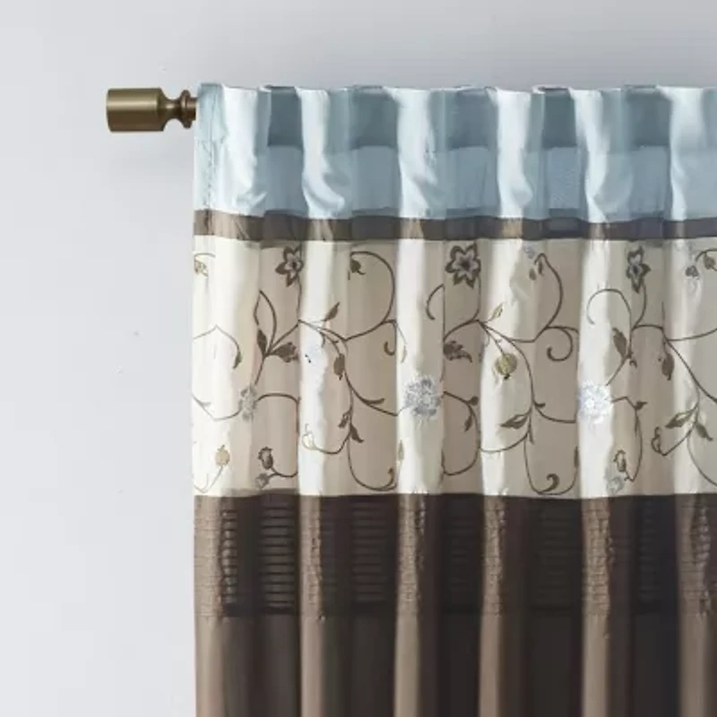 Madison Park Belle 50"W X 84"L Rod Pocket Back Tab Embroidered Light-Filtering Single Curtain Panel