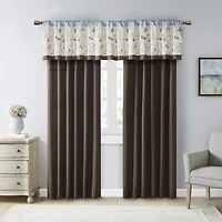 Madison Park Belle 50"W X 84"L Rod Pocket Back Tab Embroidered Light-Filtering Single Curtain Panel