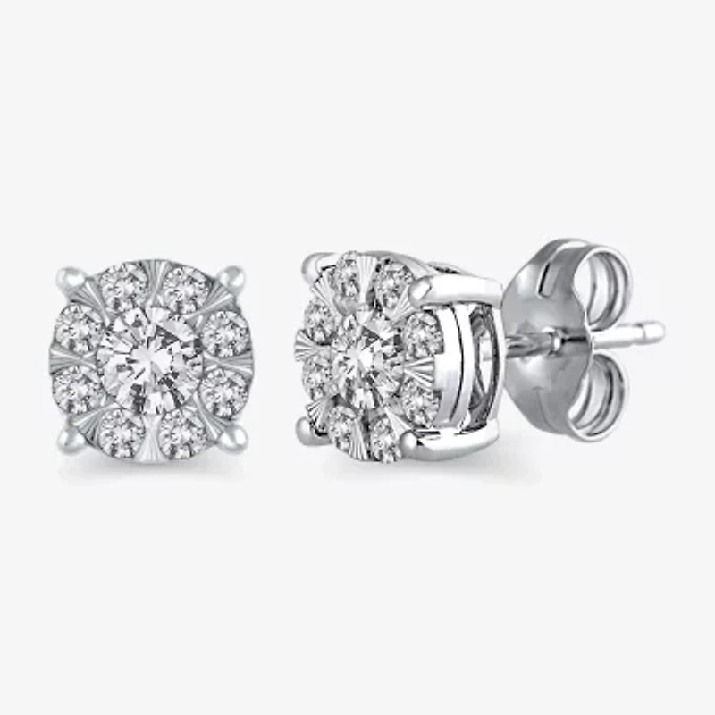 1/2 CT. T.W. Natural White Diamond 10K Gold 6.5mm Stud Earrings