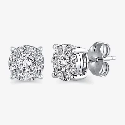 1/2 CT. T.W. Natural White Diamond 10K Gold 6.5mm Stud Earrings