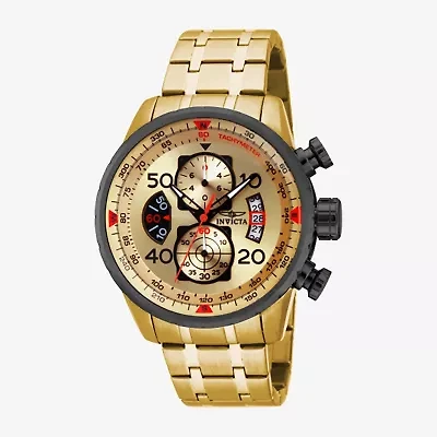 Invicta Mens Chronograph Gold Tone Stainless Steel Bracelet Watch 17205