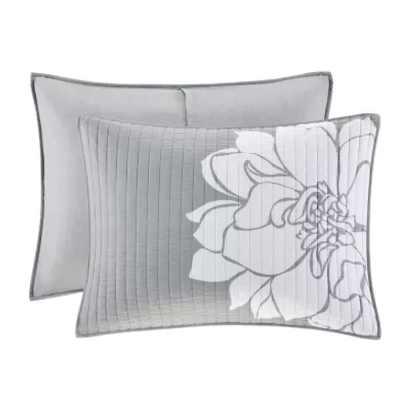 Madison Park Brianna 6-Pc Printed Cotton Quilt Set With Throw Pillows