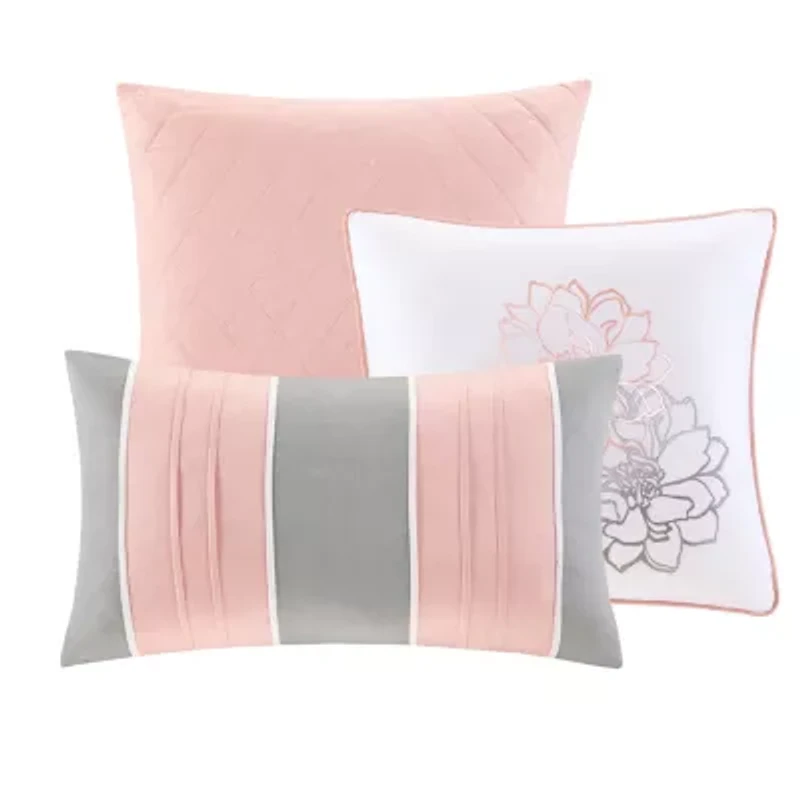 Madison Park Brianna 6-Pc Printed Cotton Quilt Set With Throw Pillows