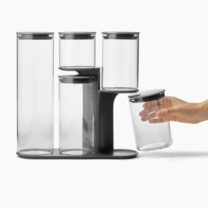 Joseph Joseph  Podium Steel - Glass  Storage Set With Ss Lids 5-pc. Canister