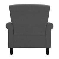 Jean Traditional Rolled Arm Accent Chair with Pewter Nailheads in Linen