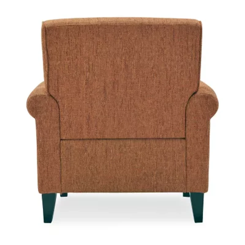 Jean Traditional Rolled Arm Accent Chair with Pewter Nailheads Tweed