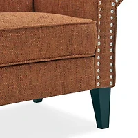 Jean Traditional Rolled Arm Accent Chair with Pewter Nailheads Tweed