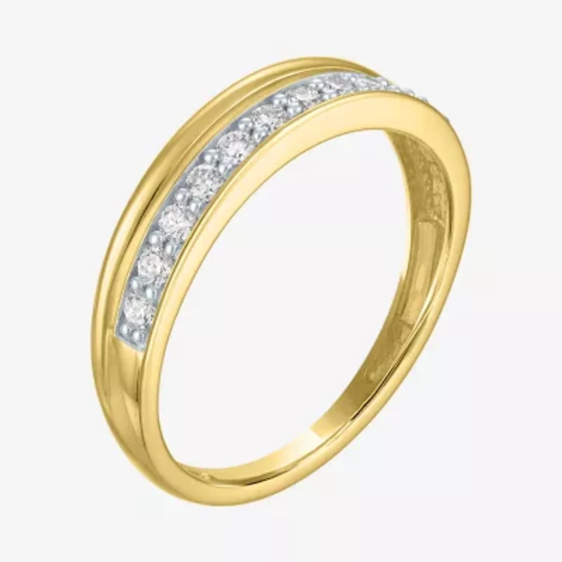 (G-H / Si2-I1) Womens 4.5MM 1/4 CT. T.W. Lab Grown White Diamond 10K Gold Wedding Band