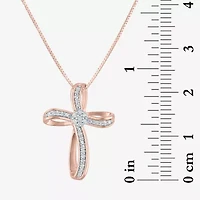Diamond Blossom (G-H / Si2-I1) Womens 1/10 CT. T.W. Lab Grown White Sterling Silver Cross 18 Inch Pendant Necklace