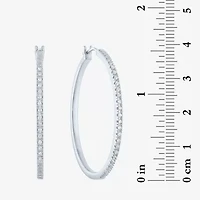 (G-H / I1-I2) Womens 1/4 CT. T.W. Lab Grown White Diamond Sterling Silver 40mm Hoop Earrings