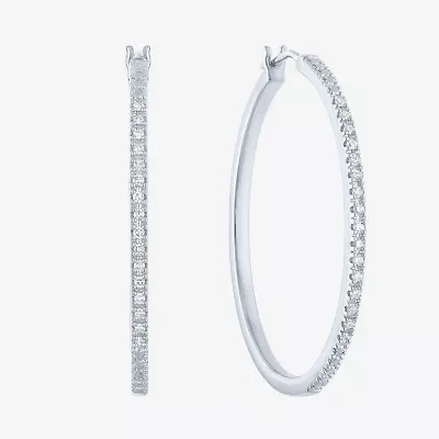 (G-H/ I1-I2) Womens 1/4 CT. T.W. Lab Grown White Diamond Sterling Silver 40mm Hoop Earrings