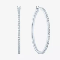 (G-H/ I1-I2) Womens 1/4 CT. T.W. Lab Grown White Diamond Sterling Silver 40mm Hoop Earrings