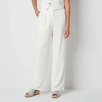 by&by Womens Wide Leg High Rise Juniors Pleated Pant