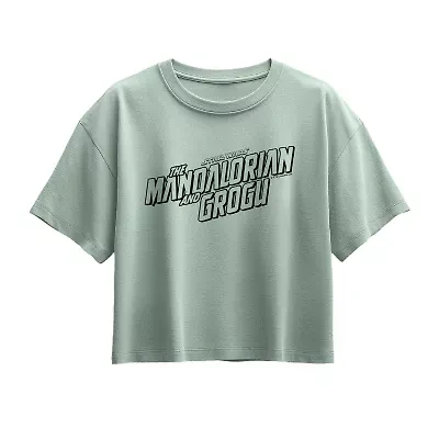 Disney Collection Little & Big Kid Girls Crew Neck Short Sleeve Regular Fit Baby Yoda Star Wars Graphic T-Shirt