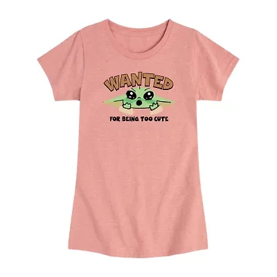 Disney Collection Toddler Girls Crew Neck Short Sleeve Regular Fit Baby Yoda Star Wars Graphic T-Shirt
