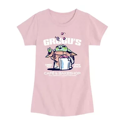Disney Collection Little & Big Kid Girls Crew Neck Short Sleeve Regular Fit Baby Yoda Star Wars Graphic T-Shirt