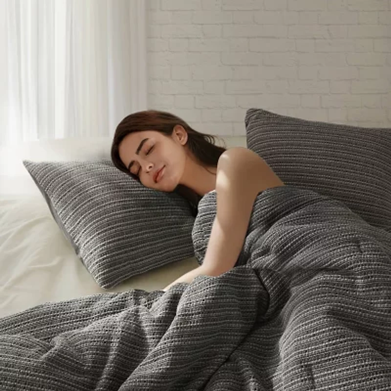 Woolrich Lyon Waffle Washed 3-pc. Easy Care Duvet Cover Set