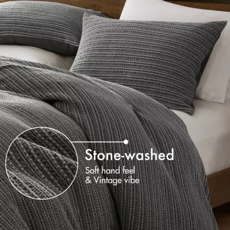 Woolrich Lyon Waffle Washed 3-pc. Easy Care Duvet Cover Set