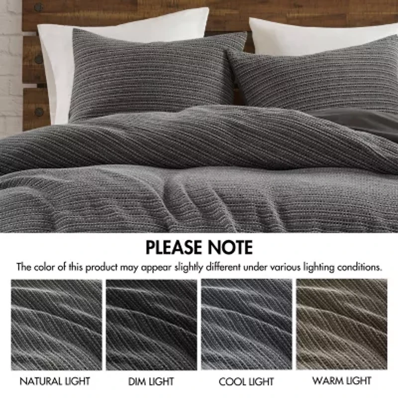 Woolrich Lyon Waffle Washed 3-pc. Easy Care Duvet Cover Set