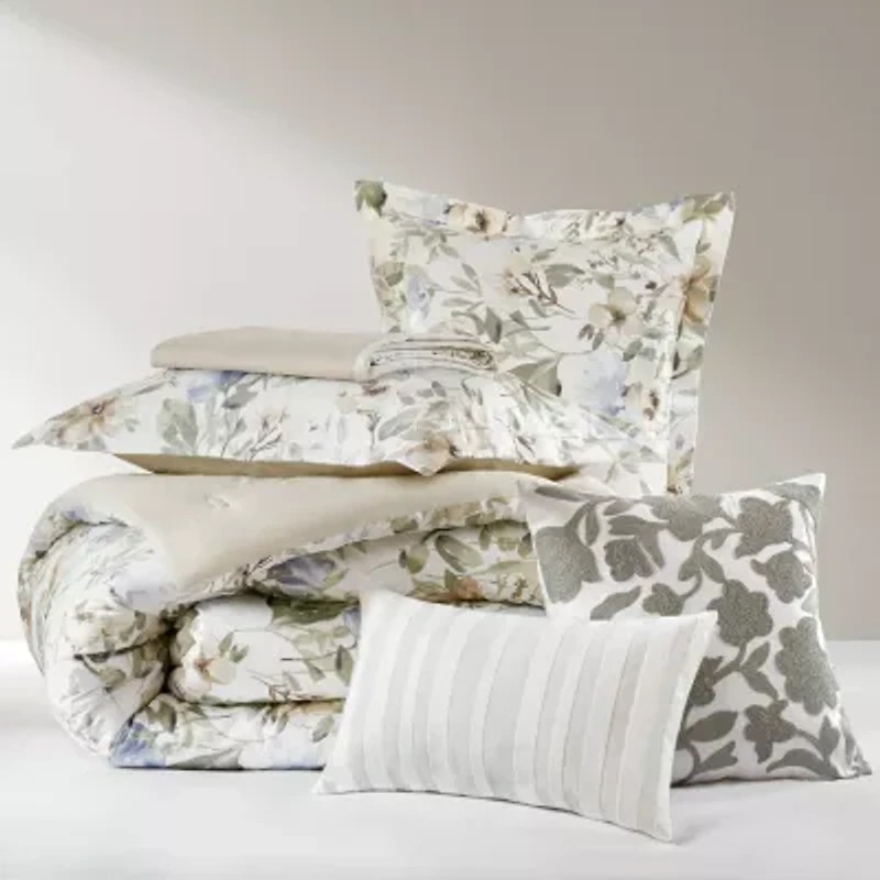 Harbor House Herbal Cotton Sateen Print Oversized 6-pc. Midweight Down Alternative Comforter Set