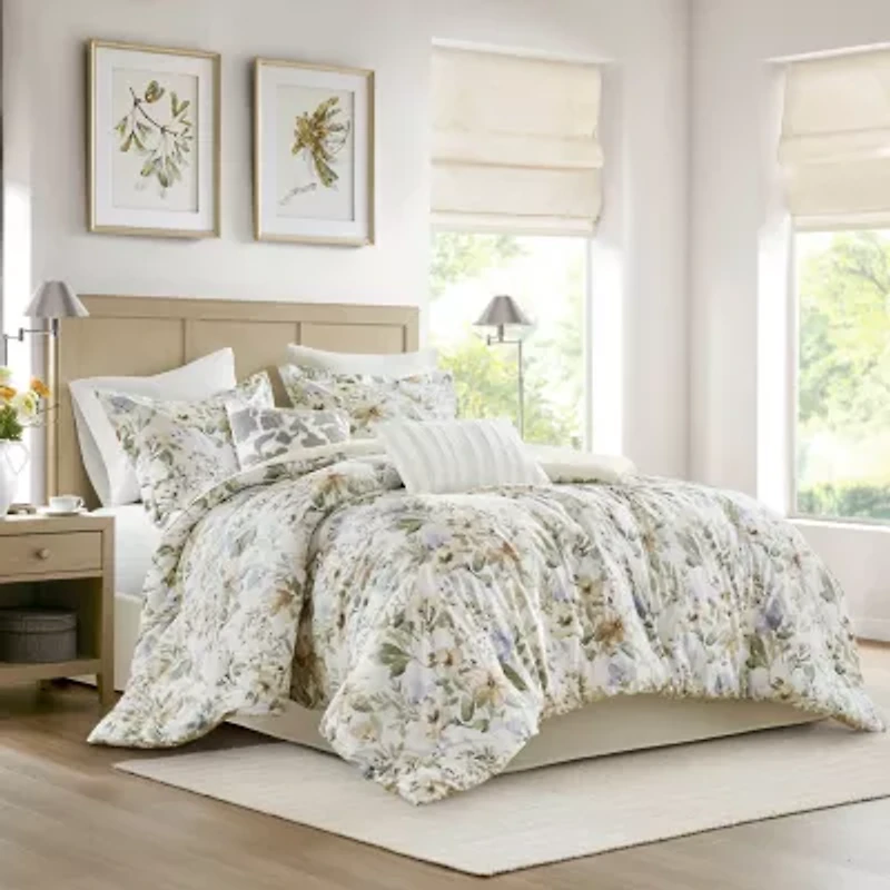 Harbor House Herbal Cotton Sateen Print Oversized 6-pc. Midweight Down Alternative Comforter Set
