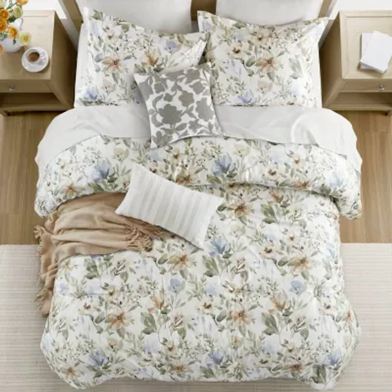 Harbor House Herbal Cotton Sateen Print Oversized 6-pc. Midweight Down Alternative Comforter Set