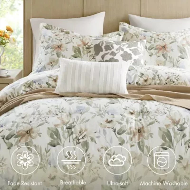 Harbor House Herbal Cotton Sateen Print Oversized 6-pc. Midweight Down Alternative Comforter Set