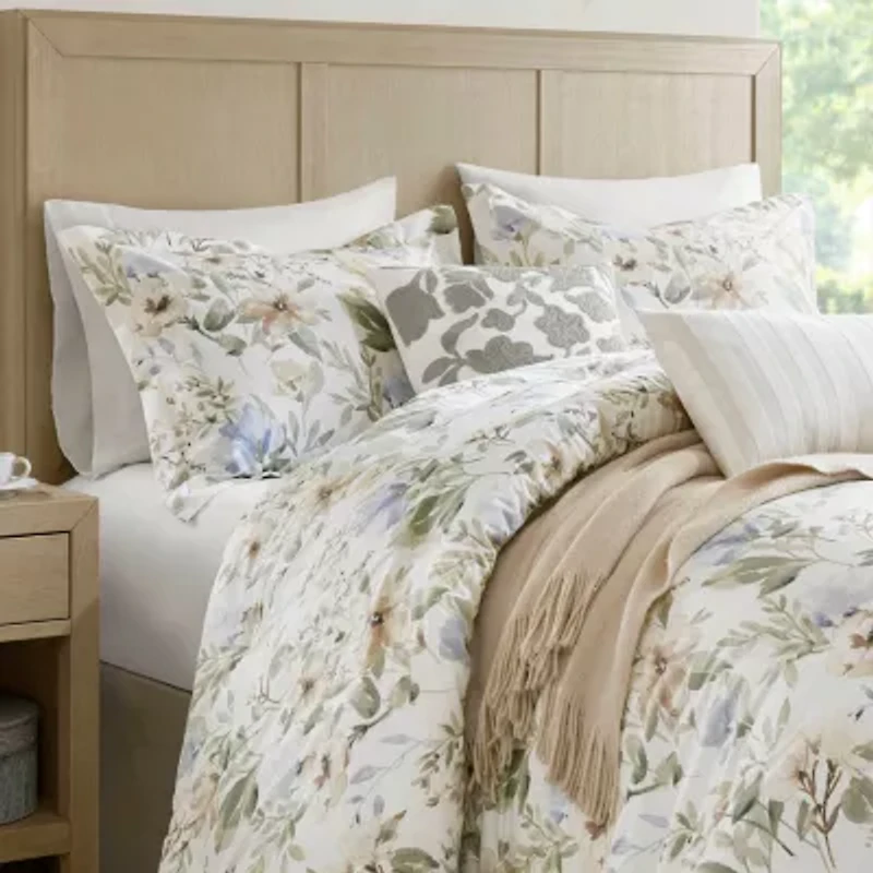 Harbor House Herbal Cotton Sateen Print Oversized 6-pc. Midweight Down Alternative Comforter Set