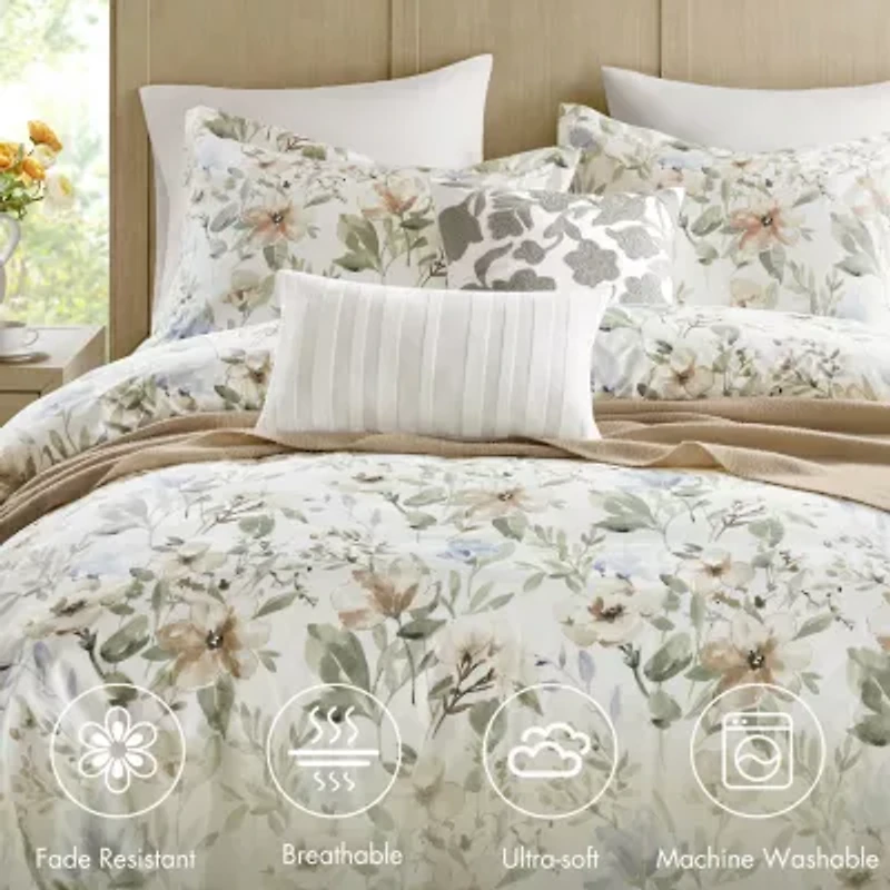 Harbor House Herbal 5-pc. Cotton Sateen Print Easy Care Duvet Cover Set
