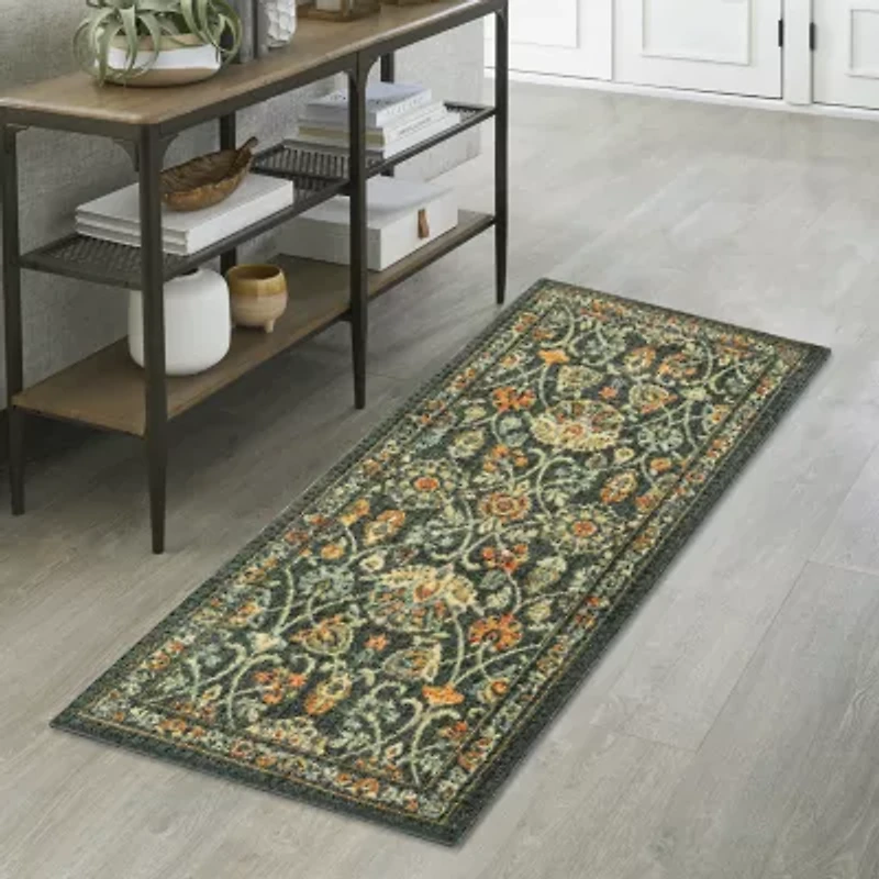 Maples Persian Navy Floral Indoor Rectangular Runner