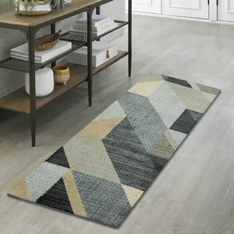 Maples Blue Geo Indoor Rectangular Runner